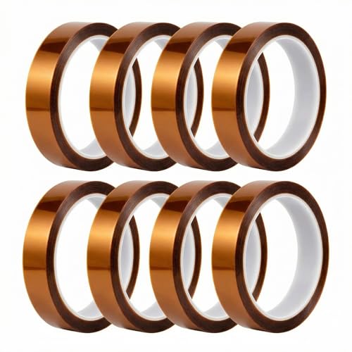 Tavira Heat Tape, 8 Rolls High Temperature Heat Resistant Tape 10mm x 16m (52FT) for Sublimation Transfer, Heat Press, Soldering, Electronics, DIY Craft Use, Total 420 Ft