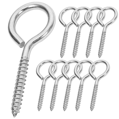 10PCS 2.75 inches Screw Eyes M4 304 Stainless Steel Eye Screws, Heavy Duty Screw, Eye Hooks Screw Eye Bolts Eye Hooks Screw, Indoor & Outdoor Uses (10, M4-2.75inch) - size: M4-2.75inch