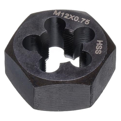 HARFINGTON Hex Threading Die M12 x 0.75 Metric Thread Right Hand High Speed Steel Rethreading Fixed Die Screw Cutting Tapping Repair Tool - size: M12 x 0.75