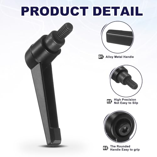 uxcell 4Pcs Adjustable Clamping Lever Handles, M6x10mm Zinc Alloy Male Thread Stud Knobs with Nuts Quick Release Bolt Rotating Screw Handles for Lathes Woodworking, Black - size: M6x10mm