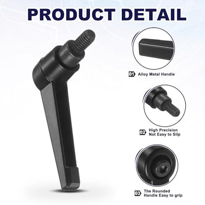 uxcell 4Pcs Adjustable Clamping Lever Handles, M6x10mm Zinc Alloy Male Thread Stud Knobs with Nuts Quick Release Bolt Rotating Screw Handles for Lathes Woodworking, Black - size: M6x10mm