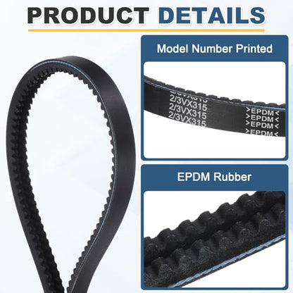 uxcell 2/3VX315 EPDM V-Belt, 2 Banded, 31.5" Outer Circ x0.79 W x0.39 Thk - size: 2/3VX315