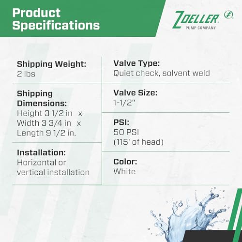 Zoeller 30‑0040 Quiet Check Valve 1-1/2″ PVC