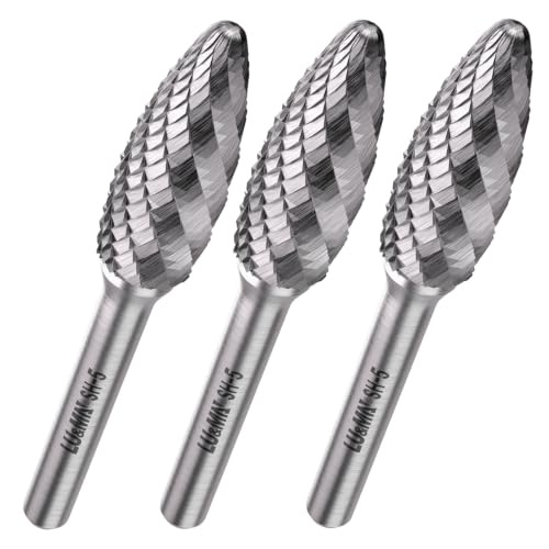 LU&MN SH-5 Tungsten Carbide Burr, 1/2" Head 1/4" Shank, 3 Pcs - style: SH-5,3PCS