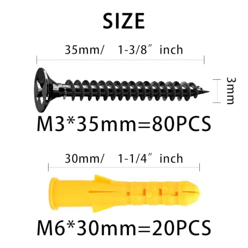 #4 x 1-3/8" Flat Head Self-Tapping Wood Screws, M3x35mm(80Pcs) - color: 100 PCS, size: #4x1-3/8''-100 PCS