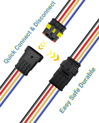 14AWG 4 Pin Waterproof Electrical Connector Quick Connect 3 Pack - size: 4 Pin