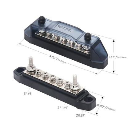 Recoil BBS25P Bus Bar 2 M5 Studs 5 Screw Terminal Power Distribution Block - style: Red & Black 2xM5 Studs 5 Screws Pair