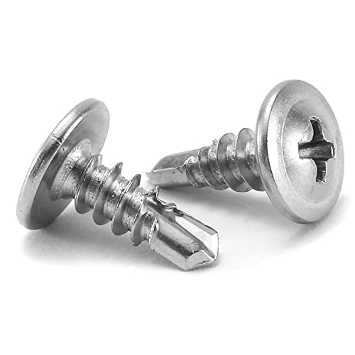 #8 x 1/2" Sheet Metal Screws 100PCS 410 Stainless Steel Truss Head Fast Self Tapping Screws by SG TZH - color: Silver, size: #8 x 1/2"