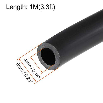 uxcell Lubricating Oil Hose, 4mm ID x 6mm(1/4") OD 3.3ft Rubber Water Hose Tubing Black - size: 4mm x 6mm