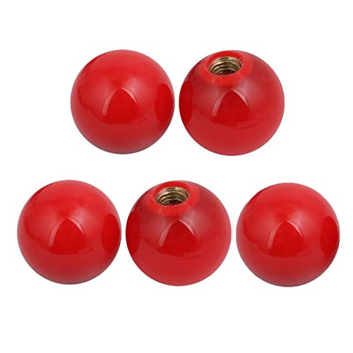 5 Pcs 0.4" (10mm) Female Thread Bore 1.5" (38mm) Spherical Round Ball Lever Knobs Lathe Tractor Machine Handle - Red