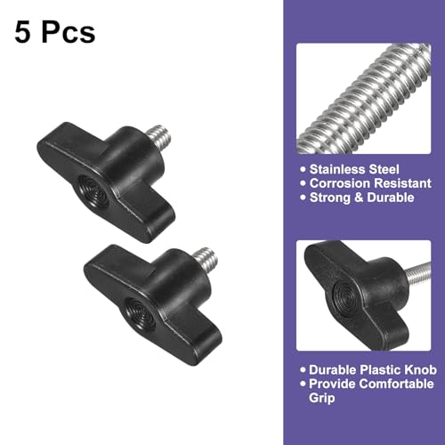 uxcell 5Pcs Clamping Screw Knob, M6 x 8mm Metric 304 Stainless Steel T Shaped Thumb Screws Handle for Quick Remove Hand Tightening Knob Replacement - size: M6 x 8mm