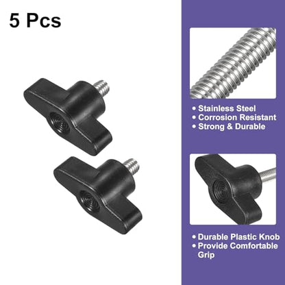 uxcell 5Pcs Clamping Screw Knob, M6 x 8mm Metric 304 Stainless Steel T Shaped Thumb Screws Handle for Quick Remove Hand Tightening Knob Replacement - size: M6 x 8mm