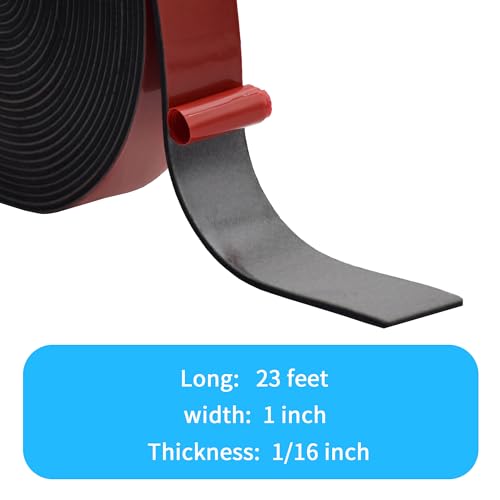 DEVNOL Self-Adhesive Neoprene Rubber Strips 1/16" Thick x 1” Wide x 23' Long, Sealing, Cushioning, Weather Stripping, Gaskets, and DIY Projects, Weatherproof - color: red adhesive backing, size: 1/16" x 1" x 23'
