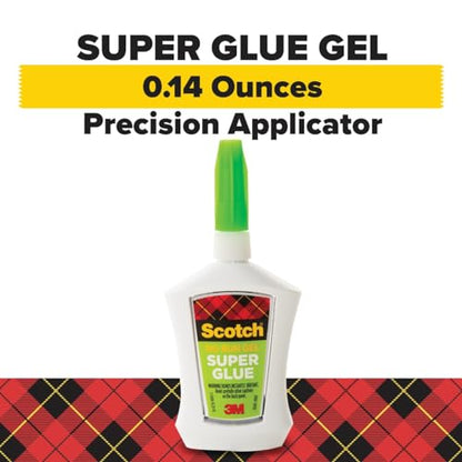 Scotch Super Glue Gel, 4-Pack of Single-Use Tubes, .017 oz Each, Fast Drying, No Run Gel Formula (AD119) - size: 1-Pack