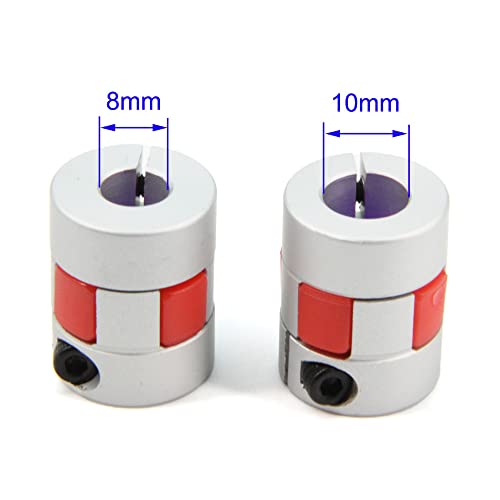 8mm to 10mm Bore Aluminium Plum Flexible Shaft Coupling Servo Stepper Motor Jaw D20xL25 Connector Flexible Shaft Couplers for 3D Printer/CNC Machine/DIY Encoder, 2pcs/Pack (8mmx10mm) - size: 8mmx10mm
