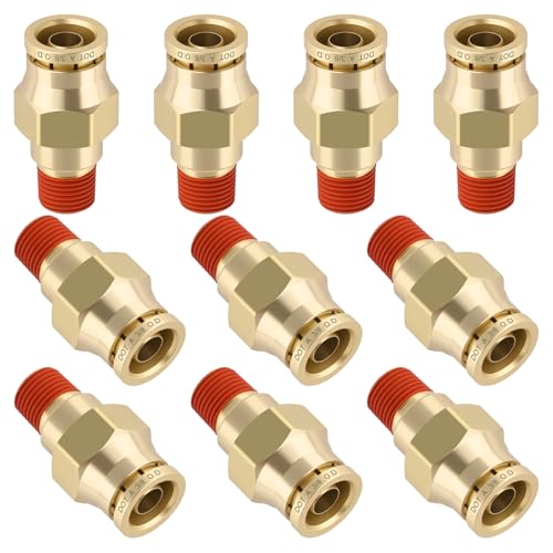 DOT Approved Male Straight Brass Union 3/8" Tube x 1/8" NPT, 10PCS - size: 3/8" OD x 1/8" NPT