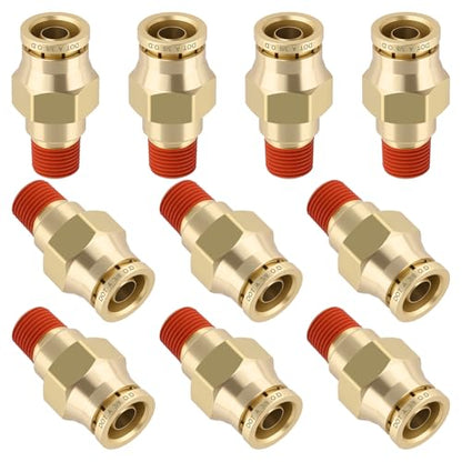 DOT Approved Male Straight Brass Union 3/8" Tube x 1/8" NPT, 10PCS - size: 3/8" OD x 1/8" NPT