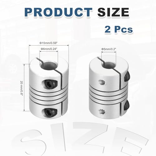 MECCANIXITY 2 Pcs 5 to 6mm Flexible Shaft Coupling 20mm L 15mm Dia - size: 5 to 6mm