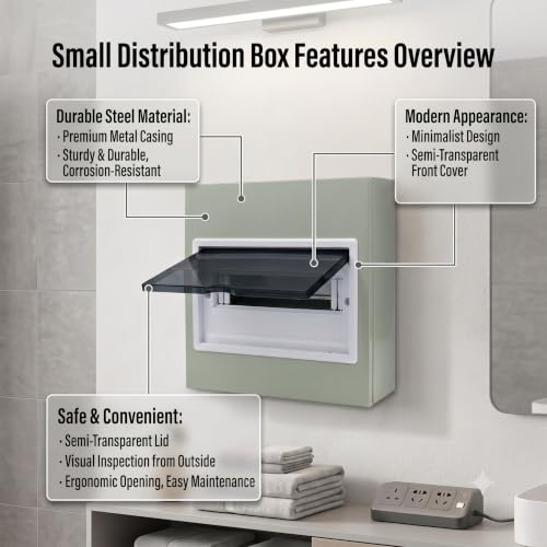 12 Way Steel Circuit Breaker Box,DIN Rail Junction Box - size: 12-way