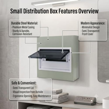 10 Way Steel Circuit Breaker Box,DIN Rail Junction Box - size: 10-way