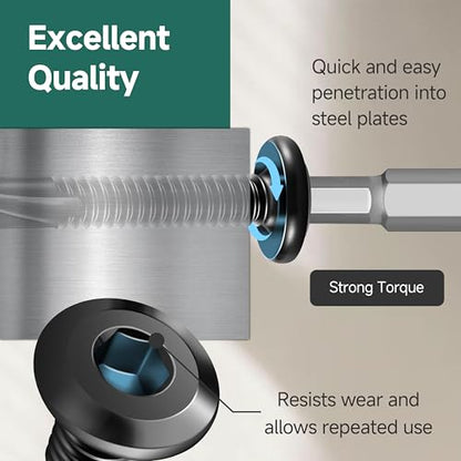 100Pcs 10 x 2 Sheet Metal Screws, Stainless Steel Flat Head Socket Cap Self Drilling Screw, Allen Socket Drive Black Oxide, Self Tapping Screws with Drill Bit - color: Black, size: #10 x 2"