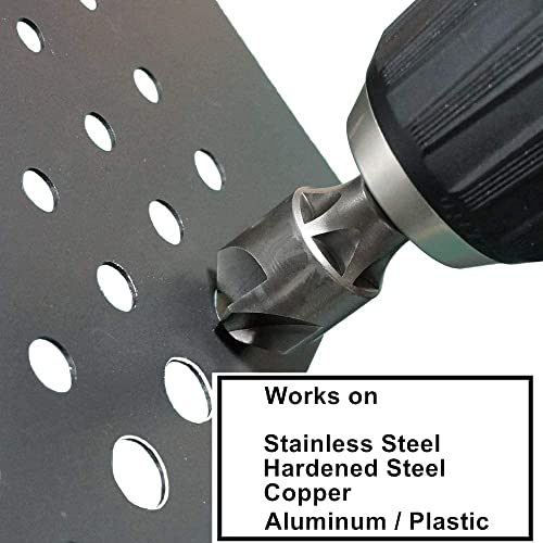 CONQUER 5 Flute Metal Countersink Drill Bit, 1/4" Hex Shank, 5/32"-29/32" - size: 5/32"-29/32" (4-23mm)