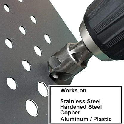CONQUER 5 Flute Metal Countersink Drill Bit, 1/4" Hex Shank, 5/32"-29/32" - size: 5/32"-29/32" (4-23mm)