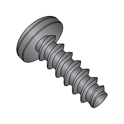 Steel Thread Rolling Screw for Plastic, Black Oxide Finish, Pan Head, Phillips Drive, #3-24 Thread Size, 1/2" Length (Pack of 50)