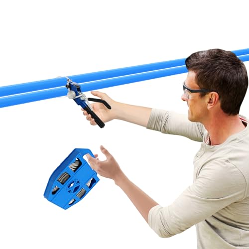 Stainless Steel Metal Packaging Machine Kit, Metal Banding Strapping Tool Pallet Banding Kit with Ratchet Tensioner and Cutter, 3/4" X 100 ft Banding Coil, 100pcs Ear Lokt Buckles (Blue)