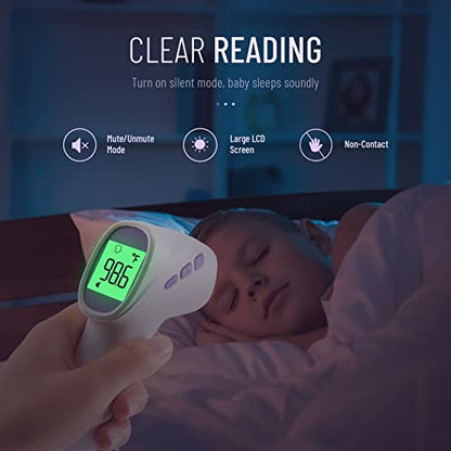 Forehead Thermometer for Adults and Kids, Non Contact, 1s Result (Purple) - color: Purple