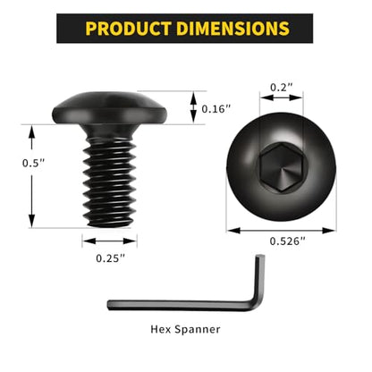 Socket Cap Machine Screws 1/4 x 1/2 24PC, Button Head Hex Socket - size: 1/4-20 x 1/2, style: Button