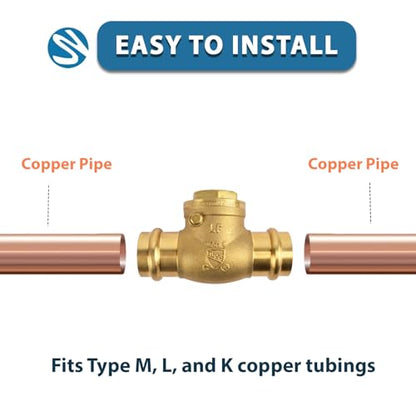 LF Brass Swing Check Valve, Brass Construction, Press Connect, Plumbing Control (1-Inch) - size: 1 Inch