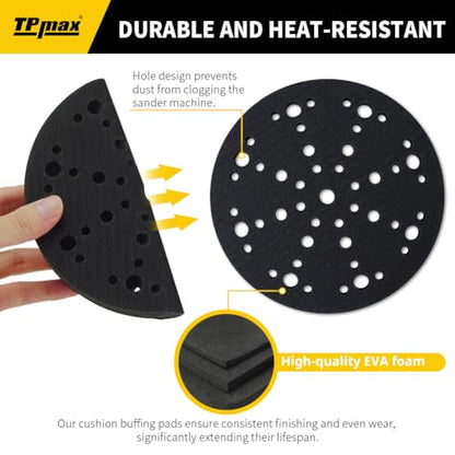 TPmax 6 Inch 49 Hole Sanding Interface Pads Hook & Loop Foam Pads for Orbital Sander Woodworking 5 Pack - size: 49 Hole