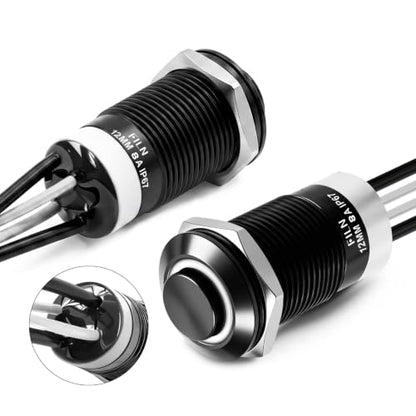 2PCS 8A 12mm Latching Push Button Switch 12V-24V DC IP67 High Head - color: White
