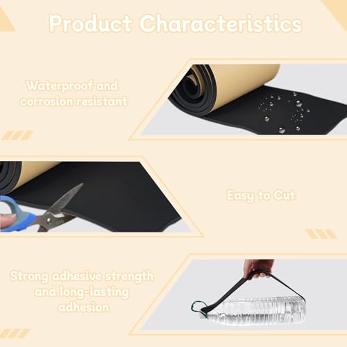 Sponge Neoprene with Adhesive Foam Rubber Sheet, 1/2 "T x 12" W x 118" L for Weatherproofing,Gasket Seals, Crafts,Soundproof Padding, Vibration Dampening, Aquarium Leveling Mat - size: 1/2” Thick X 12” Wide X 118” Long