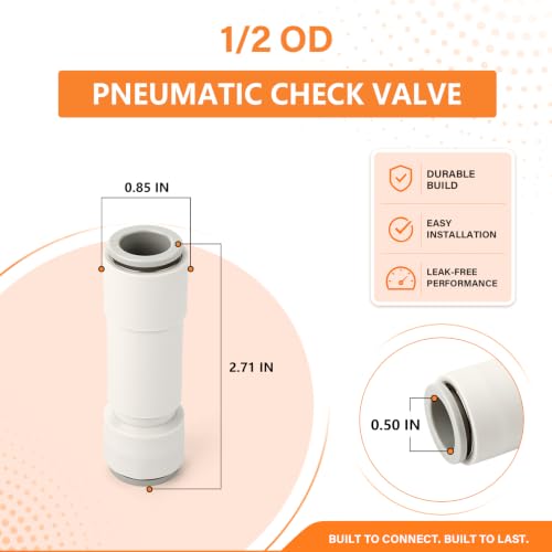 GASHER 4PCS 1/2OD Pneumatic Check Valve AKH 12-00 White - size: 1/2" OD
