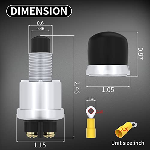 DaierTek Push Button Starter Switch 12V / 24V Waterproof Push Start Button 50A Heavy Duty Momentary Weatherproof for Horn Engine Car Truck Tractor Boat - size: 1Pc