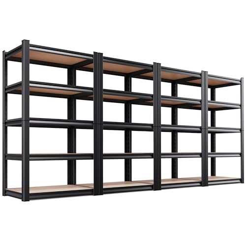 4-Pack Garage Shelving for Multi-Room Home Storage & Organization, 71"H x 32"W x 14"D 5-Tier Adjustable Metal Storage Rack for Tools, Household Items, Garage, Workshop,Pantry&Basement Storage - size: 32"Wx14"Dx71.2"H