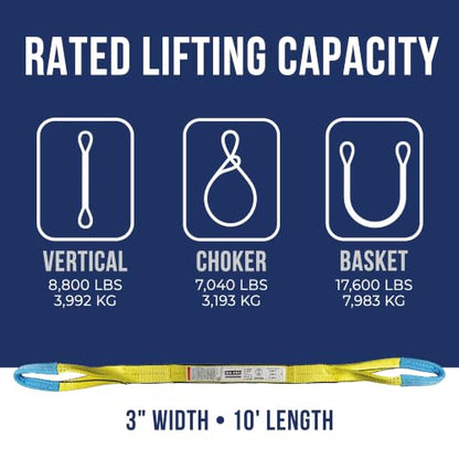 2 Pack, Eye & Eye Lifting Sling, 3”x10’, Ben-Mor - size: 3 in x 10 ft