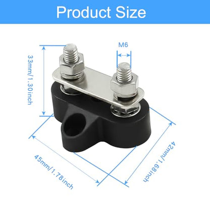 2Pcs Dual Stud Battery Junction Post, Red and Black - size: M6