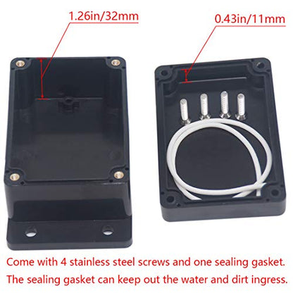 2Packs Junction Box IP65 Waterproof ABS Plastic Electrical Project Case Power Junction Boxes, Project Box with Fixed Ear Black 3.94x2.68x1.97 inch(100x 68 x50 mm) - color: Fixed Ear Design, size: 3.94"x2.68"x1.97"(2Pcs)
