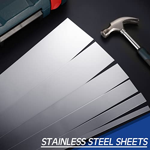 6 Pcs 304 Stainless Steel Strips Stainless Steel Sheet Metal Finishing Sheet Metal Gap Filler Trim Strip for Kitchen DIY Craft 30 Inch Long, 0.04 Inch Thick(1/2, 1, 1.5, 2, 3, 4 Inch Wide)
