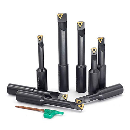 OSCARBIDE 3/4" Round Shank 8-Piece Boring Bar Set w/TCMT Inserts