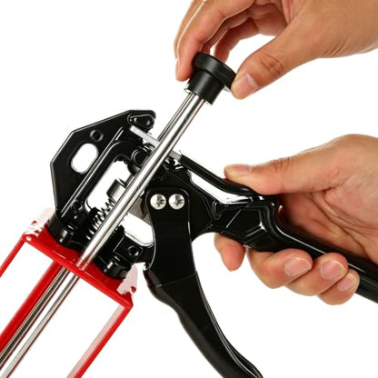 Epoxy Gun Dual Cartridge 200 ml / 215 ml (1:1 & 2:1), Manual 2 Part Epoxy Gun for Panel Bonding, Structural, Fillers, Plastic Repair, Red