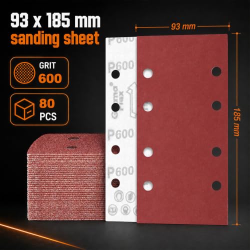 80 PCS 1/3 Sandpaper Sheets 600 Grit 8 Hole - color: GRIT 600