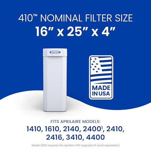 Genuine AprilAire 410 Replacement Filter for AprilAire Whole House Air Purifiers - MERV 11, Clean Air & Dust, 16x25x4 Air Filter (Pack of 2)