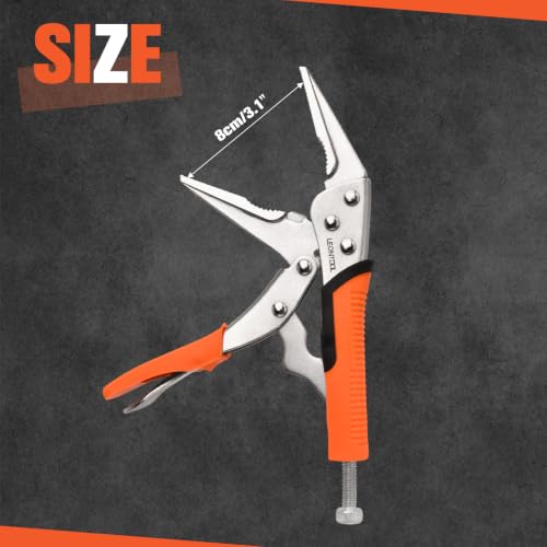 9.5" Long Nose Locking Pliers, Needle Nose Vise Grips, Forged Carbon Steel, Anti-Slip TPR Handle, Adjustable Clamping Pressure, Quick Release, Multipurpose Clamping Tool for Tight Spaces - style: 9.5" Long Nose