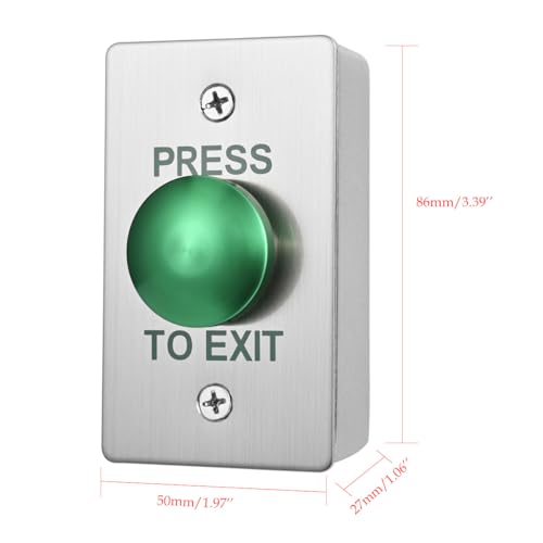 Push to Exit Button for Door Access Control Big Press Button Waterproof Stainless Steel Shell with Back Mounted Box NO/COM Output - color: 3.4''x2.0'' with Box