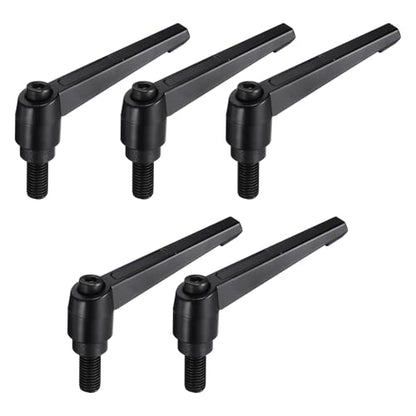 uxcell 5pcs Adjustable Clamping Lever Handle M12 x 25mm Metric Black Oxide Carbon Steel Male Threaded Stud Hand Knobs Ratchet Rotating Screw Handles Bolts with Locking Lever Black - size: M12 x 25mm