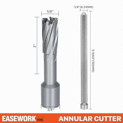 EASEWORK TOOL Carbide-Tipped Annular Cutter, 5/8" Diameter x 2" Depth - size: 5/8"x2"